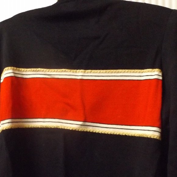 SMALL, PULLOVER NAVY SWEATER WITH RED AND A GOLD CREST ON THE FRONT - Picture 3 of 4